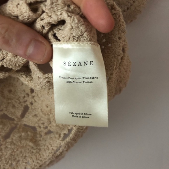 Sezane Dorine Top in Latte Tan Size XS Crochet Lace Blouse Cotton Tee Shirt - Picture 6 of 15